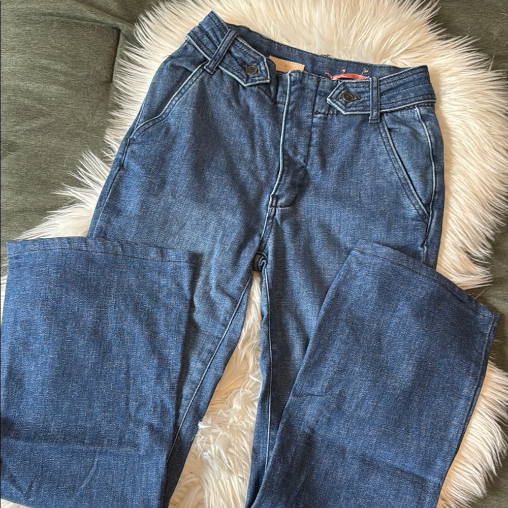 A n t h r o p o l o g i e • Pilcro Blue Flare Wide Leg Jeans